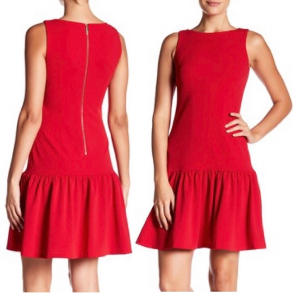 Calvin Klein sheath ruffle hem sleeveless red dress women’s Size 4